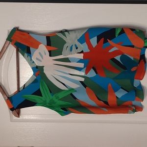 Ann Taylor Factory Shell Tank Top - EUC - Size LP - Tropical Print